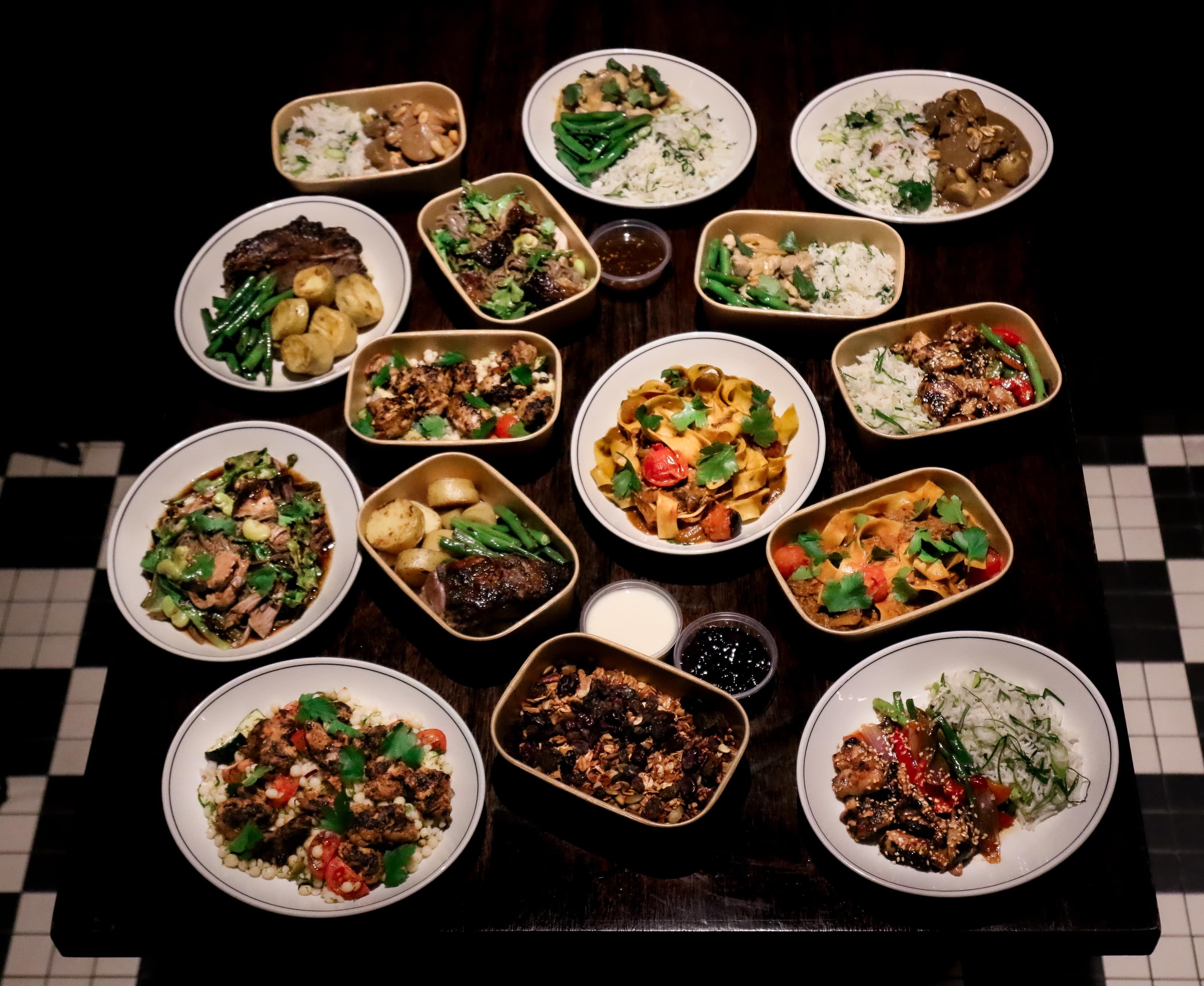 Gourmet2Go meals spread
